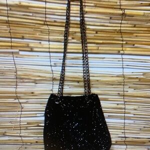Black Sequin Chain-Handle Women’s Bag